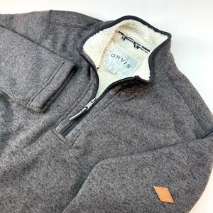 Orvis Sherpa‎ Lined Charcoal Gray Men's ¼ Zip Pullover XL